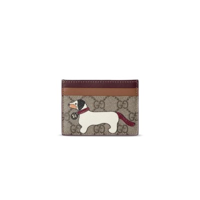 GUCCI BI-COLOR GG CARD CASE WITH DOG DETAIL 818769 (10*7cm)